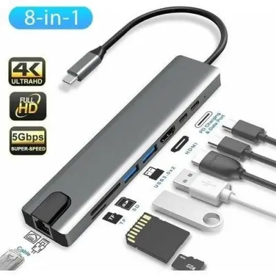 SENSEI TYPE-C 8IN1 HDMI COK FONKSIYONLU USB 3.0 DOCK STATION  