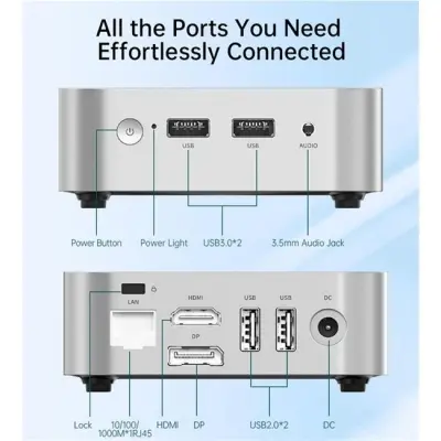 LEADERHUB LP1C INTEL N100 8GB 512SSD WIN11 PRO MINI PC GÜMÜŞ 